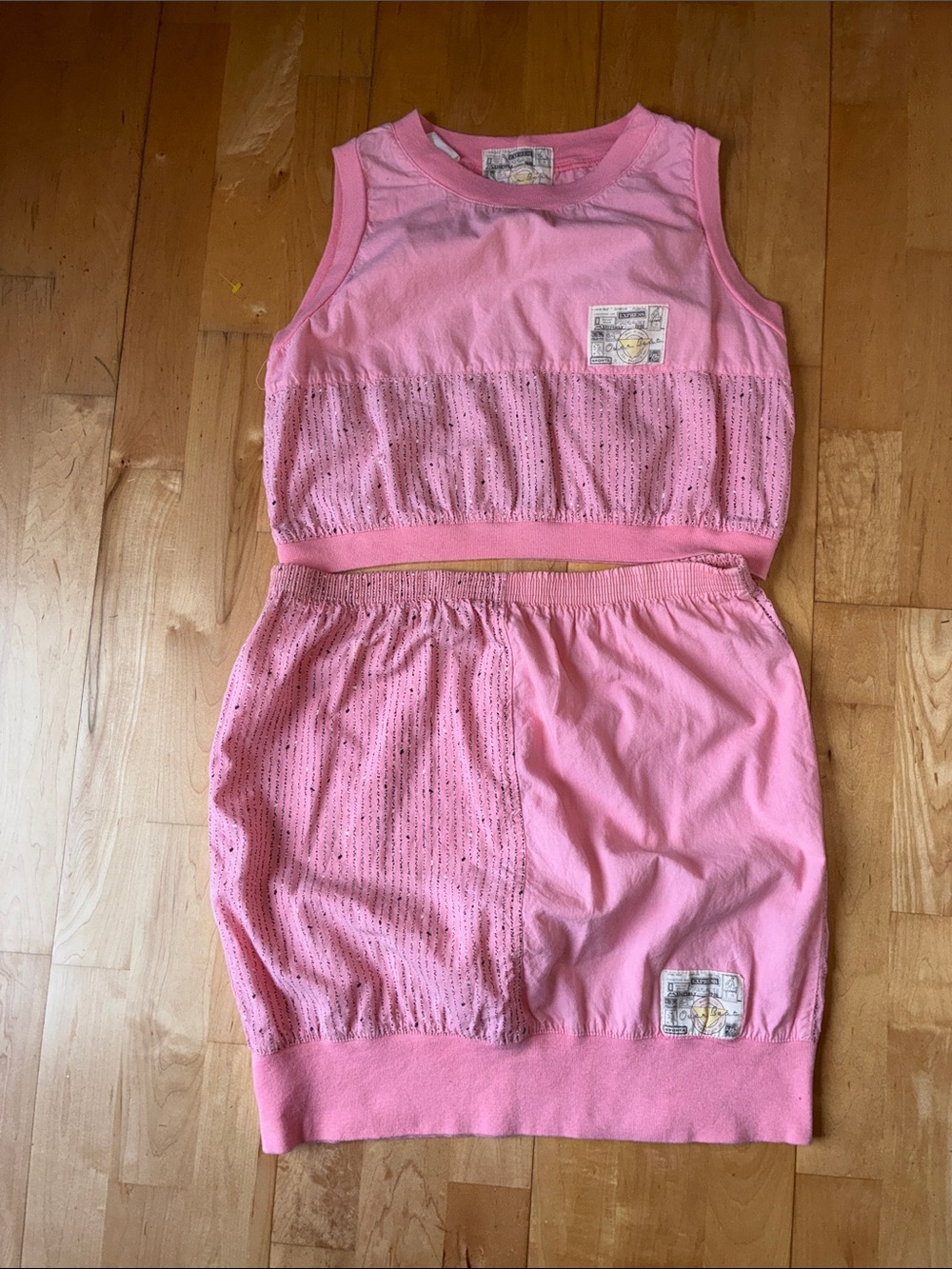 RARE Vintage Express Over Beat 2 Piece Crop Top and Skirt Set Made in USA